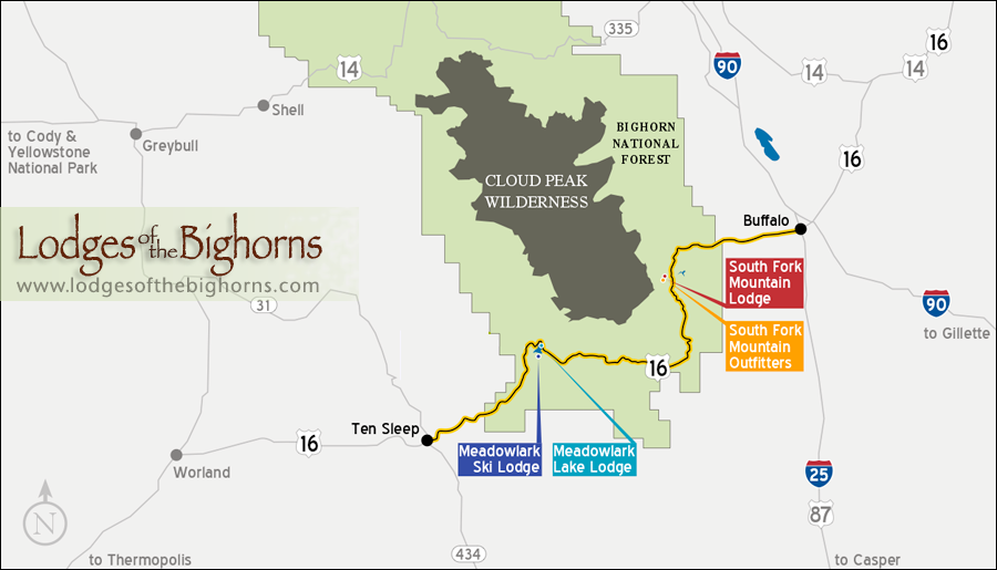 bighorns bighorn national forest cloud peak wilderness map highway 16 wyoming